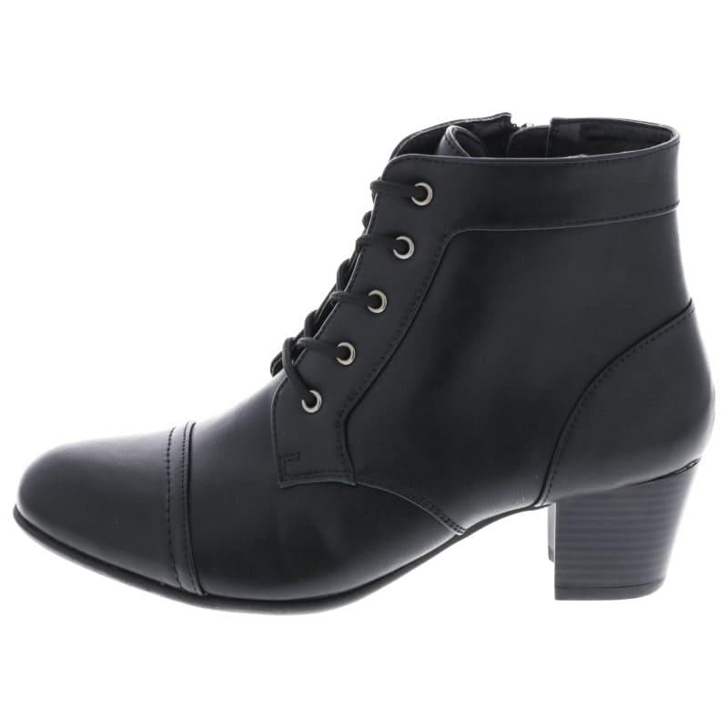 ショートブーツ レディース ローヒール ブーティ ブラック ヒール チャンキーヒール サイドジッパー 編み上げ レースアップ PENELOPE ペネローペ 秋 冬 | アシックス商事 | 02