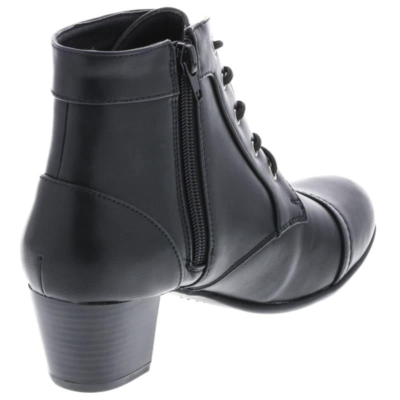 ショートブーツ レディース ローヒール ブーティ ブラック ヒール チャンキーヒール サイドジッパー 編み上げ レースアップ PENELOPE ペネローペ 秋 冬 | アシックス商事 | 03