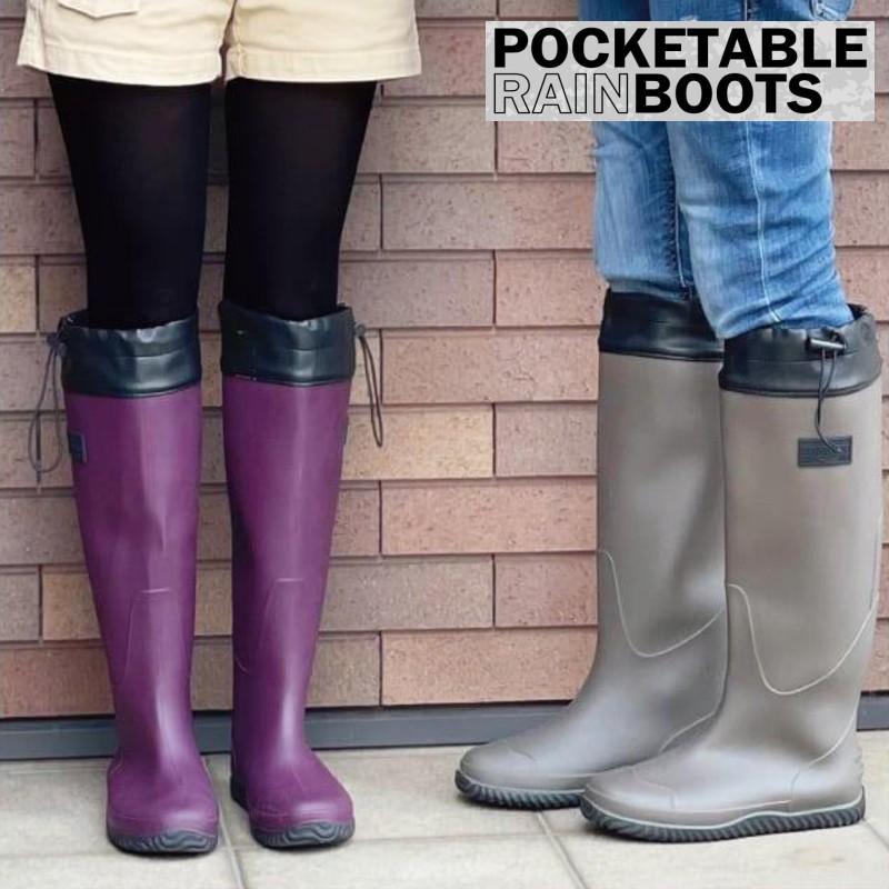 折りたたみ レインブーツ レインシューズ メンズ レディース ブラック