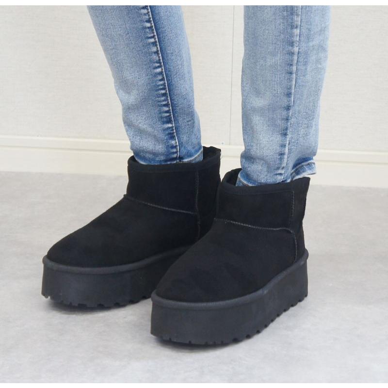 レディース ブーツ ムートンブーツ ショート丈 5センチ ヒール 厚底