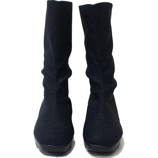 レディース ブーツ ミドル ショート 丈 ストレッチ 厚底 ウエッジ ヒール ラメ ソール コンフォート クッション 楽ちん 黒 ポポラーレ dypos402 |  | 05