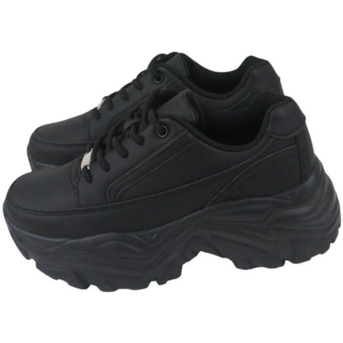 ブラック 厚底シューズ レースアップ 厚底 スニーカー 軽量 レディース カジュアル ハイソール