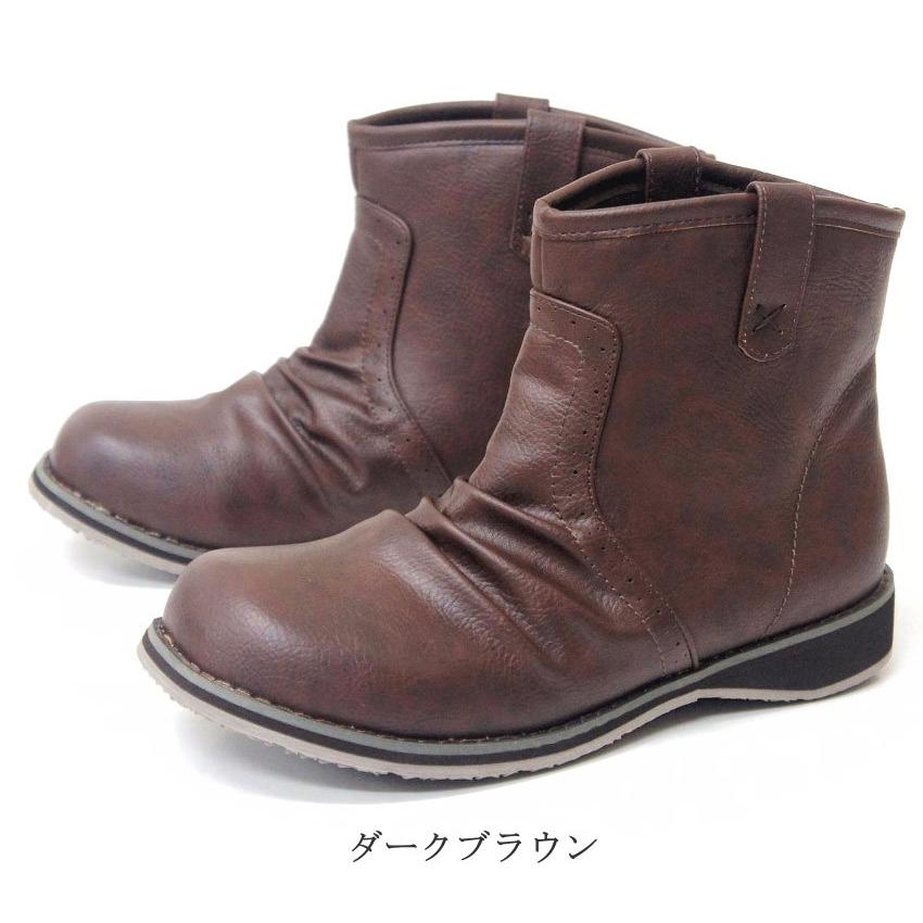 ショートブーツ レディース ぺたんこ ブーティ ウエスタンブーツ 黒 