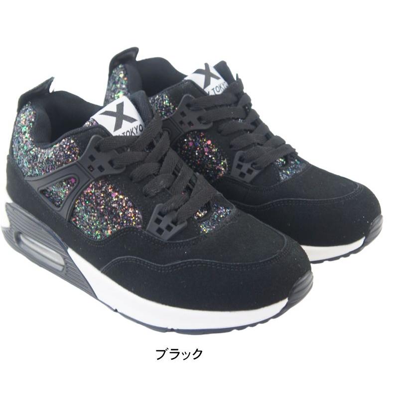 スニーカー レディース 靴 シューズ X TOKYO エックストーキョー エアクッション ラメ キラキラ インヒール 美脚 脚長 おしゃれ 40代 50代 安い ヒモ ko1197 | X TOKYO（スニーカー） | 03