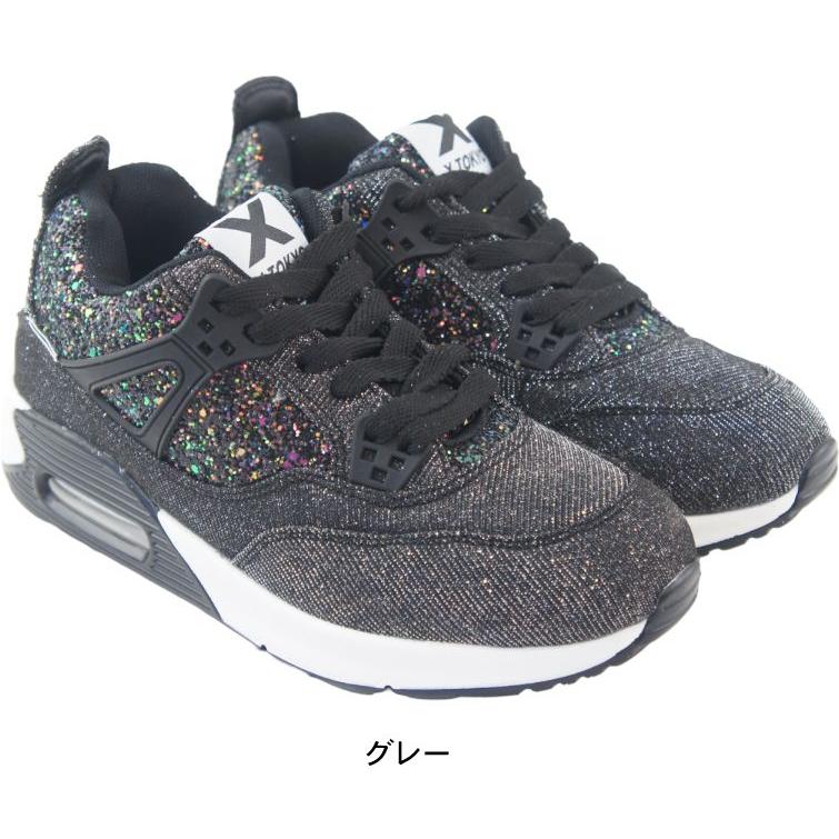 スニーカー レディース 靴 シューズ X TOKYO エックストーキョー エアクッション ラメ キラキラ インヒール 美脚 脚長 おしゃれ 40代 50代 安い ヒモ ko1197 | X TOKYO（スニーカー） | 04
