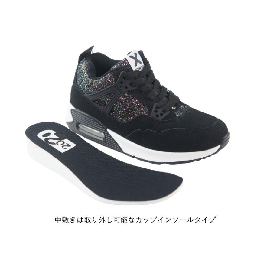 スニーカー レディース 靴 シューズ X TOKYO エックストーキョー エアクッション ラメ キラキラ インヒール 美脚 脚長 おしゃれ 40代 50代 安い ヒモ ko1197 | X TOKYO（スニーカー） | 05