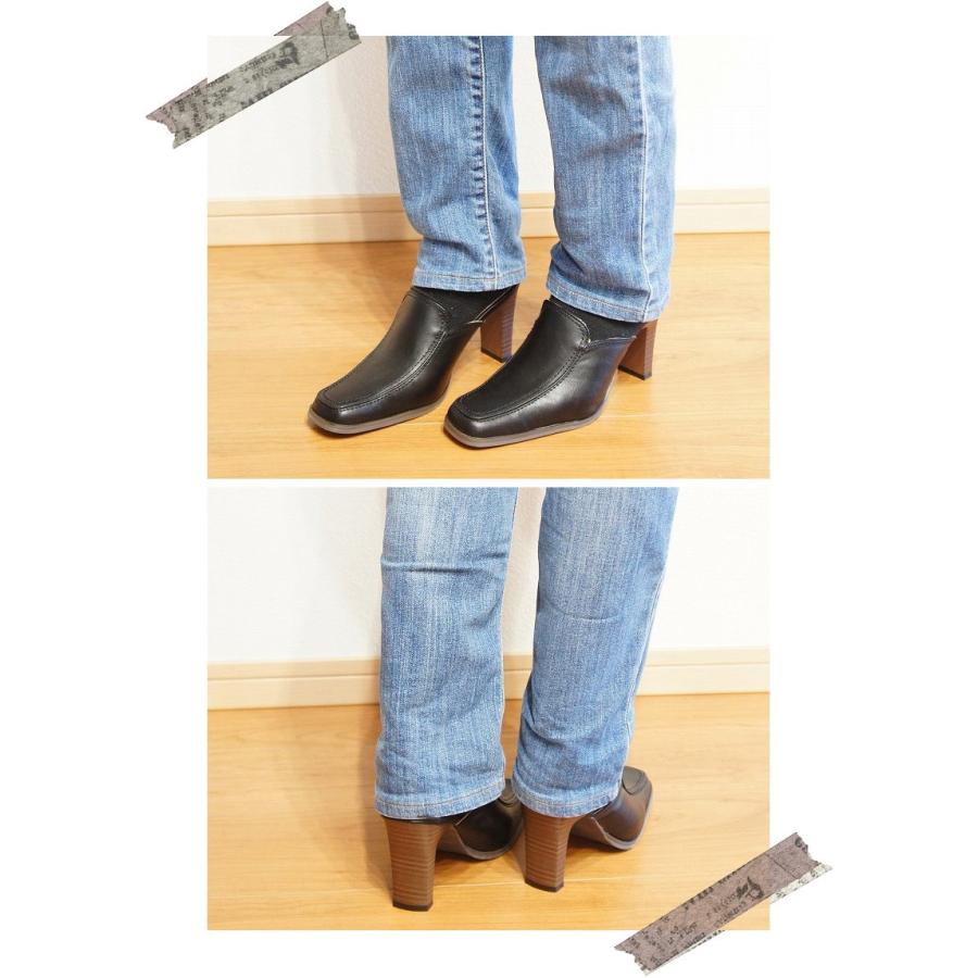 ミュールパンプス サボサンダル レディース オフィス 黒 前詰まり 9cm