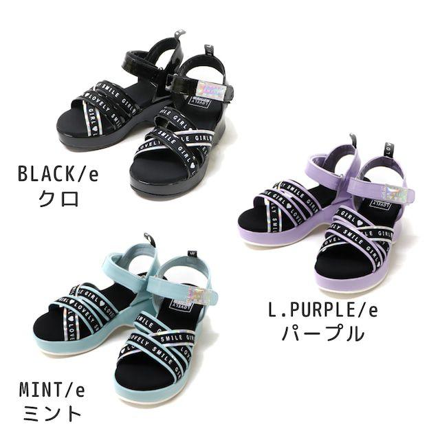 サンダル キッズ ジュニア 子供靴 スポーツサンダル かわいい おしゃれ 厚底 ベルト マジックテープ クッション ラブリースマイル Lovely Smile myls2012 |  | 04