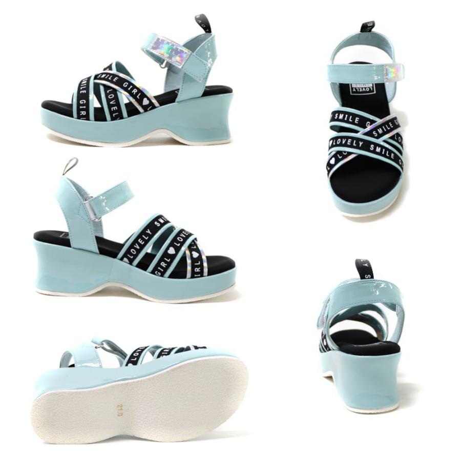 サンダル キッズ ジュニア 子供靴 スポーツサンダル かわいい おしゃれ 厚底 ベルト マジックテープ クッション ラブリースマイル Lovely Smile myls2012 |  | 05