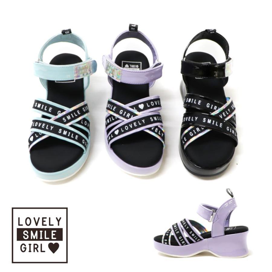 サンダル キッズ ジュニア 子供靴 スポーツサンダル かわいい おしゃれ 厚底 ベルト マジックテープ クッション ラブリースマイル Lovely Smile myls2012 |  | 07