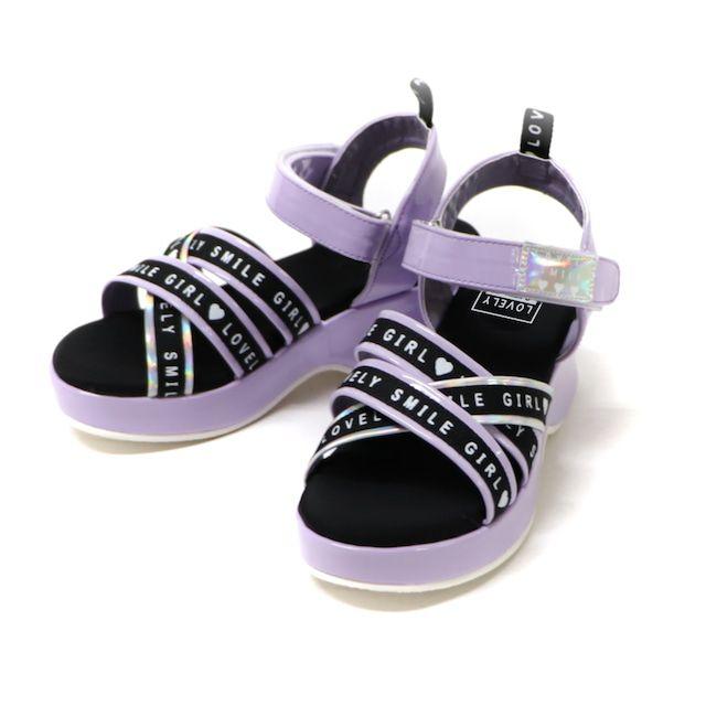 サンダル キッズ ジュニア 子供靴 スポーツサンダル かわいい おしゃれ 厚底 ベルト マジックテープ クッション ラブリースマイル Lovely Smile myls2012 |  | 02