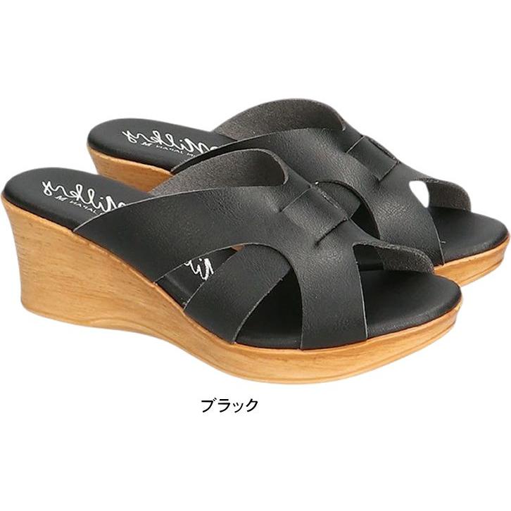 レディース サンダル ウェッジソール ミュール 厚底 オープントゥ つっ