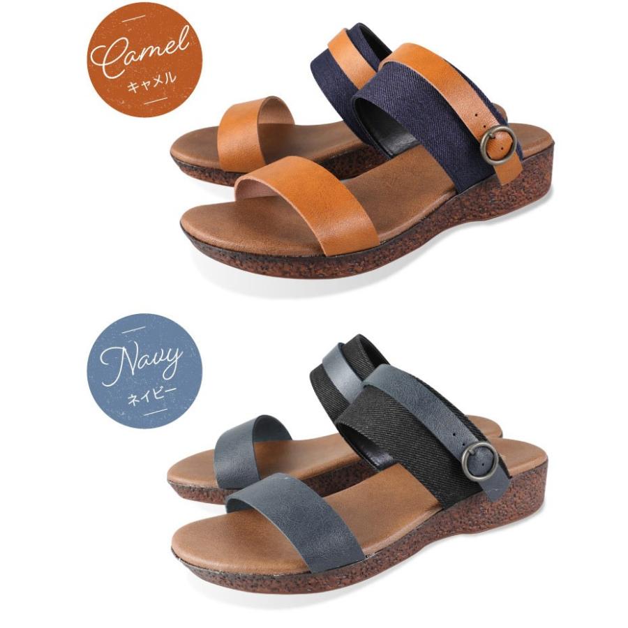 サンダル ミュール レディース 日本製 2way ウエッジ ヒール ソール ぺたんこ フラット 母の日 花以外 プレゼント 痛くない やわらかい 軽い 夏 nc3014 |  | 04