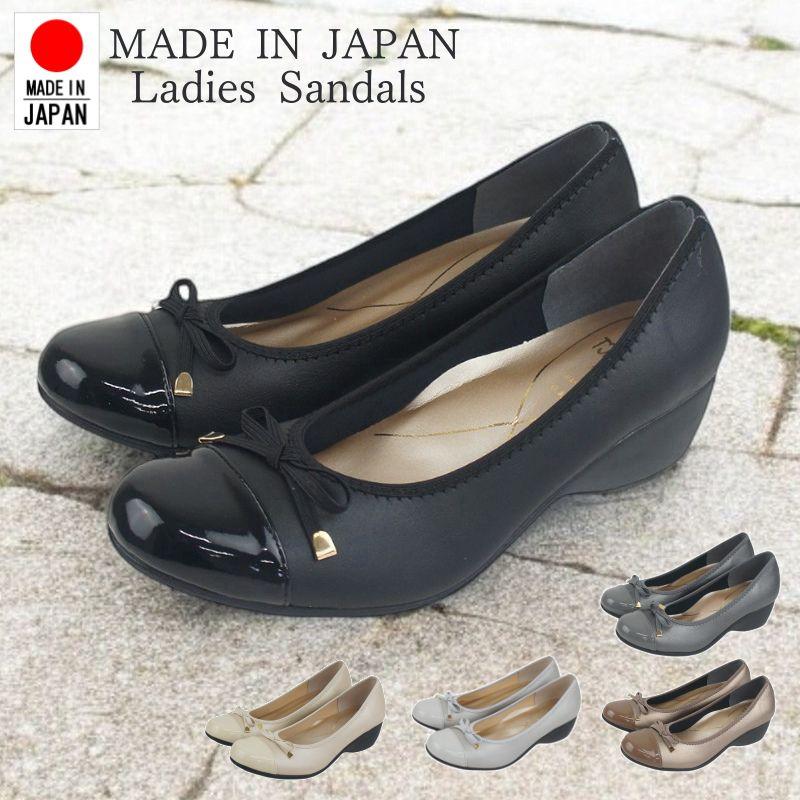 パンプス レディース 痛くない 歩きやすい ヒール 黒 靴 ウエッジ ソール リボン飾り 美脚 厚底 ラウンドトゥ 仕事 ファーストコンタクト nc39422 | FIRST CONTACT