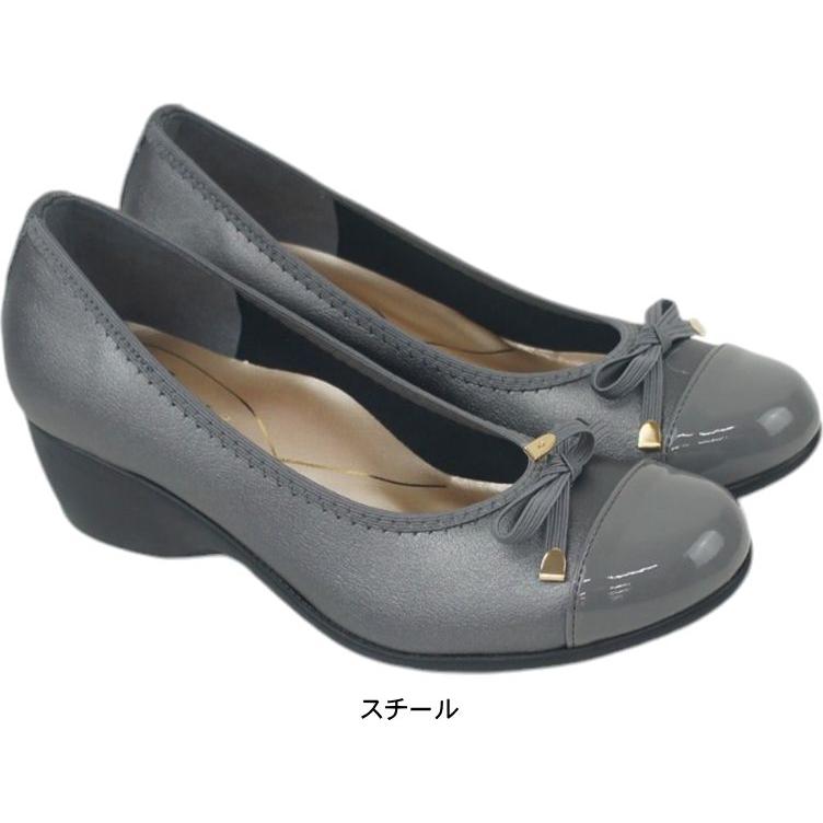 パンプス レディース 痛くない 歩きやすい ヒール 黒 靴 ウエッジ ソール リボン飾り 美脚 厚底 ラウンドトゥ 仕事 ファーストコンタクト nc39422 | FIRST CONTACT | 03