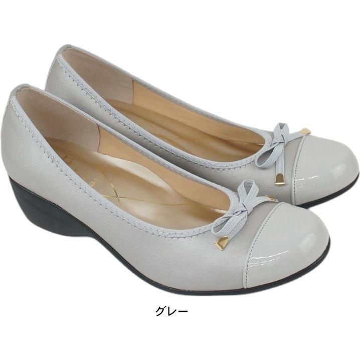 パンプス レディース 痛くない 歩きやすい ヒール 黒 靴 ウエッジ ソール リボン飾り 美脚 厚底 ラウンドトゥ 仕事 ファーストコンタクト nc39422 | FIRST CONTACT | 05