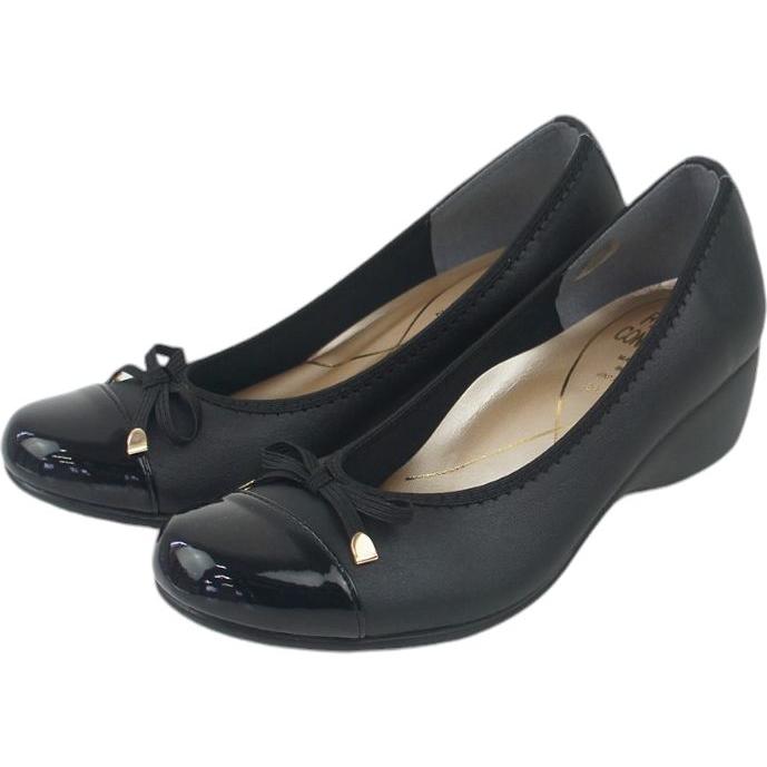 パンプス レディース 痛くない 歩きやすい ヒール 黒 靴 ウエッジ ソール リボン飾り 美脚 厚底 ラウンドトゥ 仕事 ファーストコンタクト nc39422 | FIRST CONTACT | 06