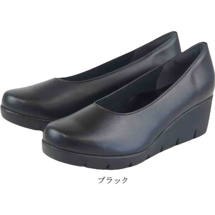 パンプス レディース 痛くない 歩きやすい ヒール 黒 靴 ウエッジ ソール 美脚 厚底 ラウンドトゥ 仕事 コンフォート シューズ ファーストコンタクト nc39600s | FIRST CONTACT | 03