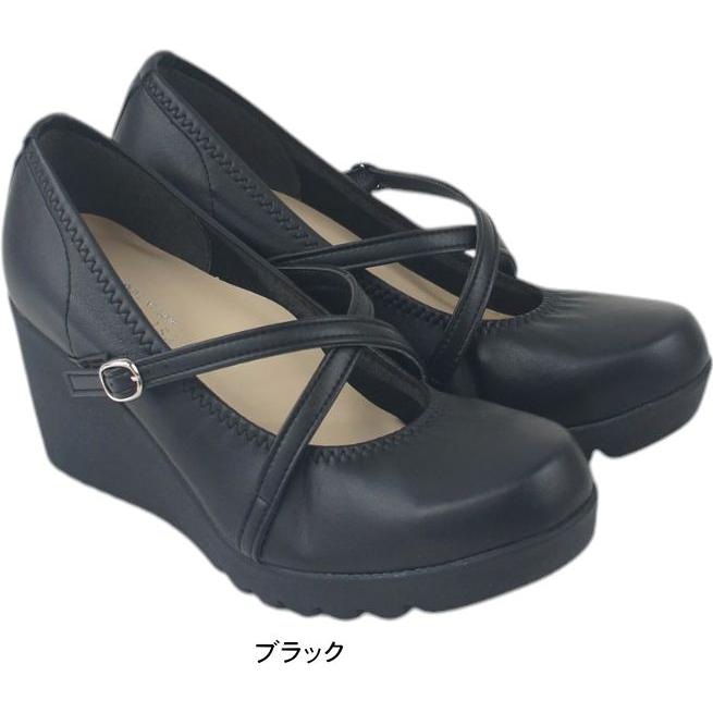 パンプス レディース 痛くない 歩きやすい ヒール 黒 靴 ウエッジ ソール 美脚 厚底 ラウンドトゥ 仕事 コンフォート シューズ ファーストコンタクト nc49608 | FIRST CONTACT | 01