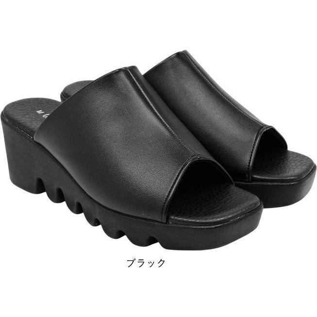日本製 サンダル レディース つっかけ 厚底サンダル ウェッジソール ミュール オフィスサンダル オープントゥ ウェッジサンダル 履きやすい 春夏 黒 nc6451 |  | 01