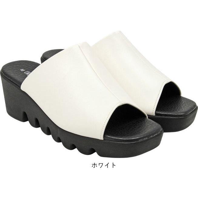 日本製 サンダル レディース つっかけ 厚底サンダル ウェッジソール ミュール オフィスサンダル オープントゥ ウェッジサンダル 履きやすい 春夏 黒 nc6451 |  | 02