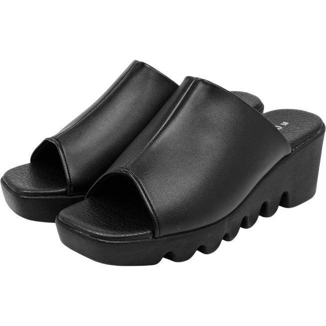 日本製 サンダル レディース つっかけ 厚底サンダル ウェッジソール ミュール オフィスサンダル オープントゥ ウェッジサンダル 履きやすい 春夏 黒 nc6451 |  | 11