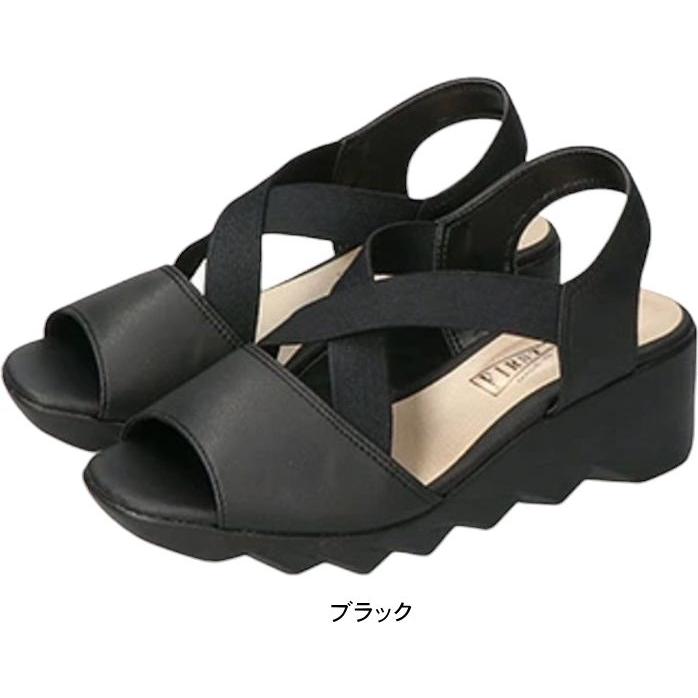 サンダル レディース 厚底 甲高 かかと付き ウェッジソール ファーストコンタクト 黒 日本製 オフィス シューズ 通勤 nc92017 | FIRST CONTACT | 01