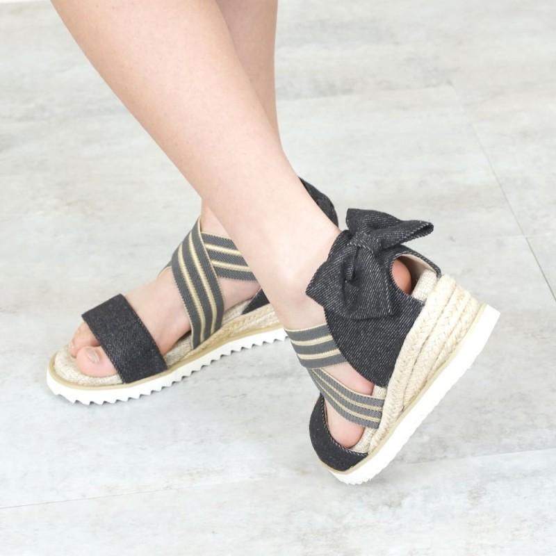 バックリボン サンダル ストラップ ウエッジ ソール ヒール フットベット ゴム バンド 女の子 ガール ガーリー 子供 キッズ ジュニア rio43633 |  | 10