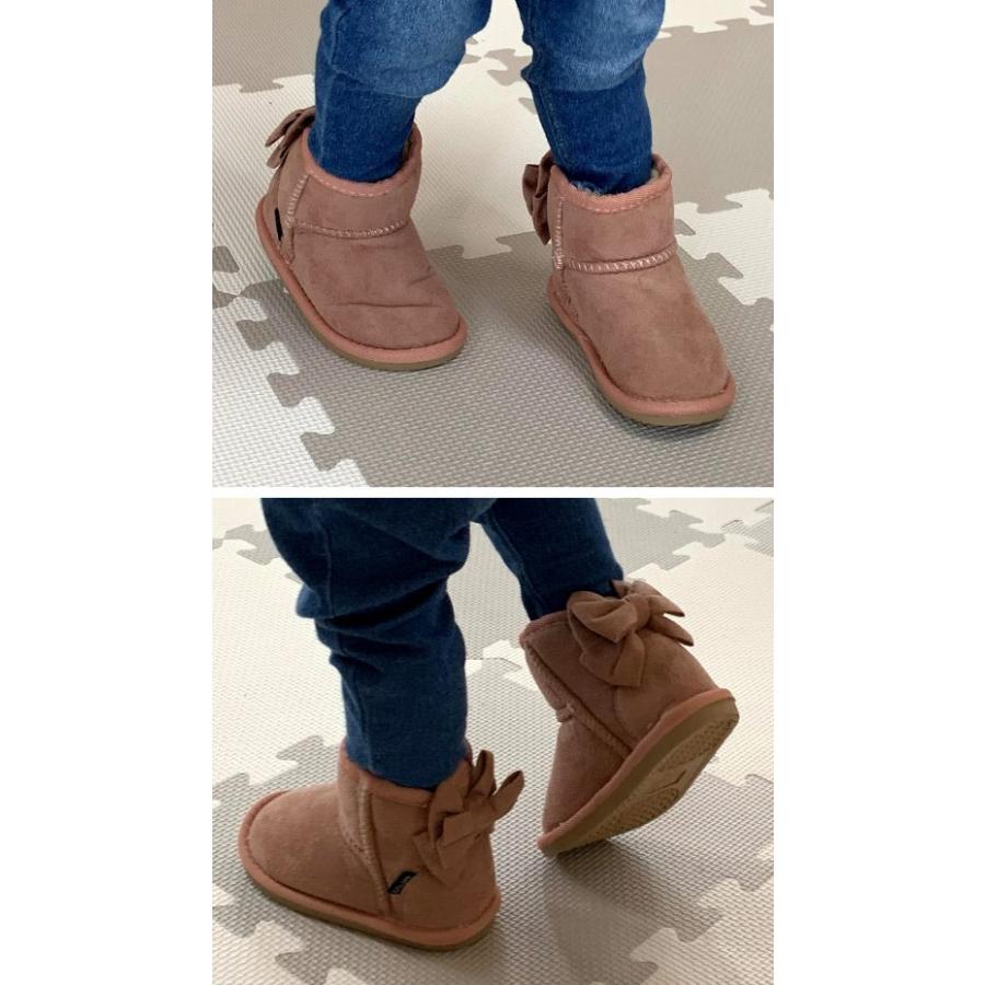 キッズ ムートンブーツ ショート 女の子 バックリボン 子供 スエード