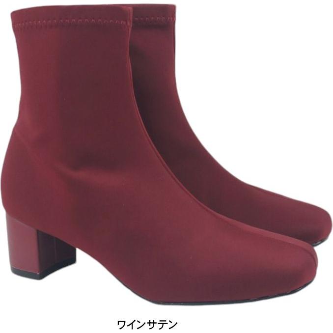 ショートブーツ レディース 歩きやすい 伸びる ストレッチ素材 サイド