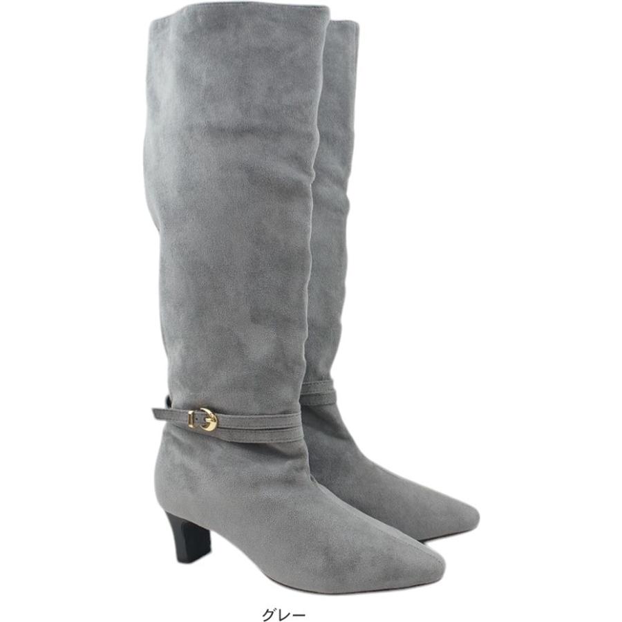ロングブーツ レディース 5.5センチ ヒール ベルト飾り 2WAY アレンジ