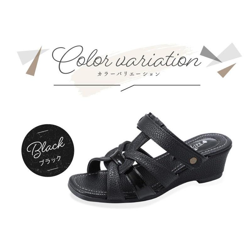 オフィスサンダル レディース おしゃれ ウエッジ ソール ヒール 黒 厚底 歩きやすい おすすめ 美脚 2WAY tk12455 | CRUTTO | 03