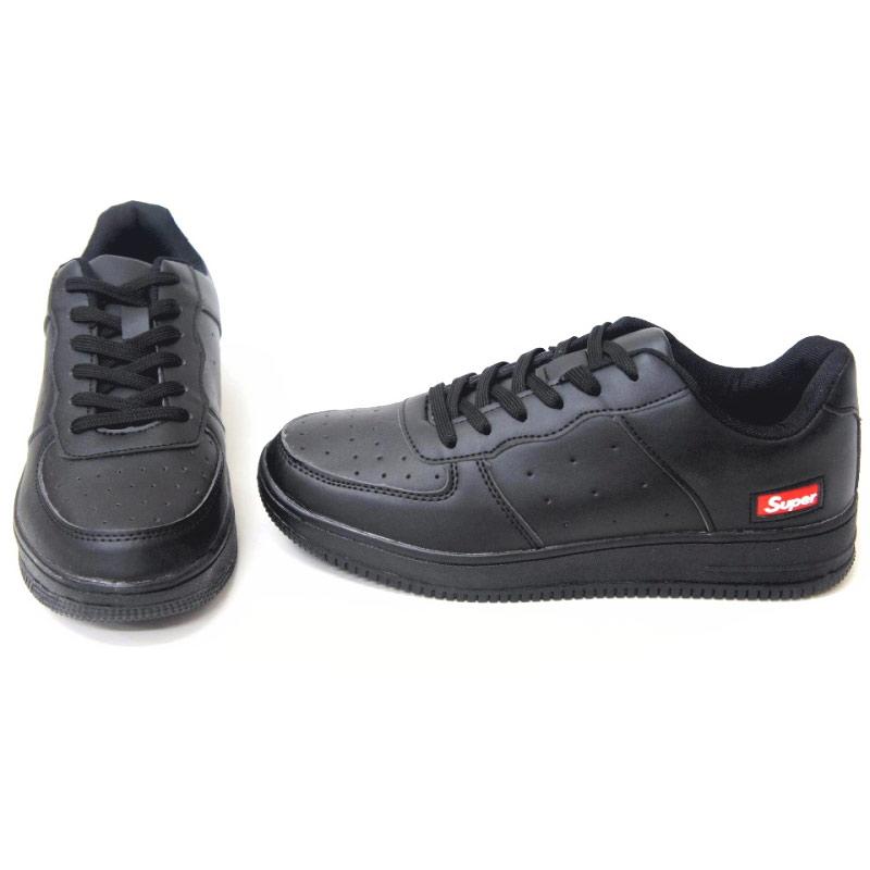Super スニーカー メンズ ローカット LOW CUT 合皮 ひも 紐 ブラック 黒 バスケット バッシュ ウォーキング コート フィットネス 作業靴 男性 tk29618 |  | 01