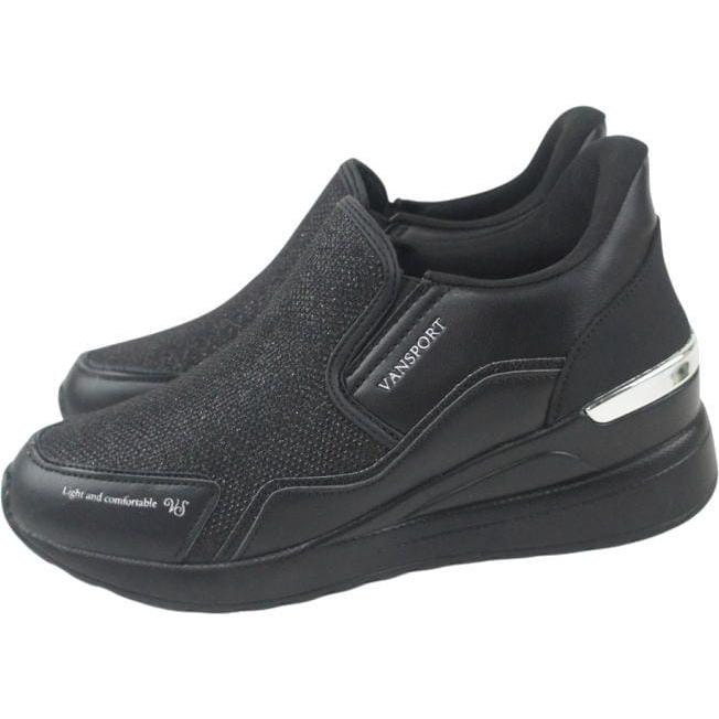 手を使わずに履ける ハンズフリー スニーカー ウエッジソール 美脚 ブラック ベージュ レディース スリッポン ヴァンスポーツ VANSPORT VA404 van404 |  | 08