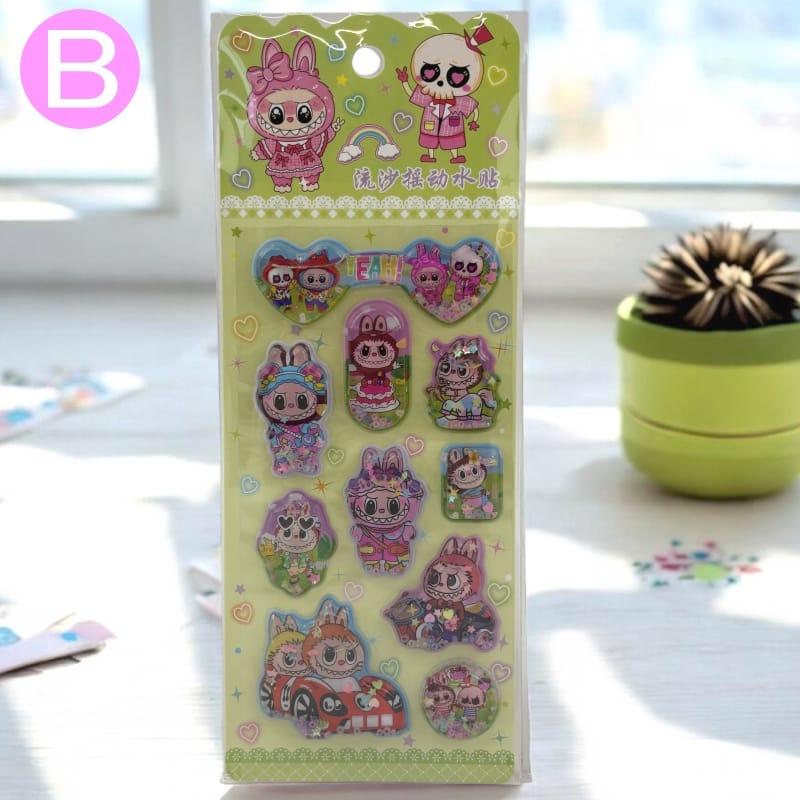ラブブ キャラクター ウォーターシール ぷくぷくシール 可愛い 3D 立体 シール 立体 手帳シール クリア シール メール便 water3 |  | 02
