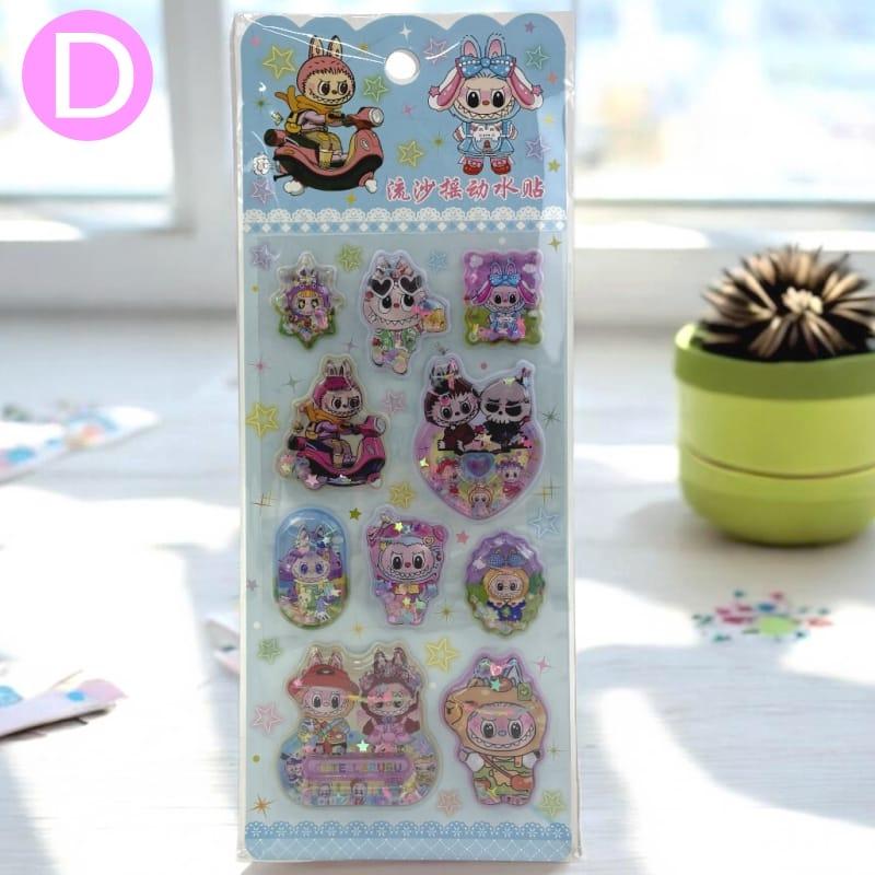 ラブブ キャラクター ウォーターシール ぷくぷくシール 可愛い 3D 立体 シール 立体 手帳シール クリア シール メール便 water3 |  | 04
