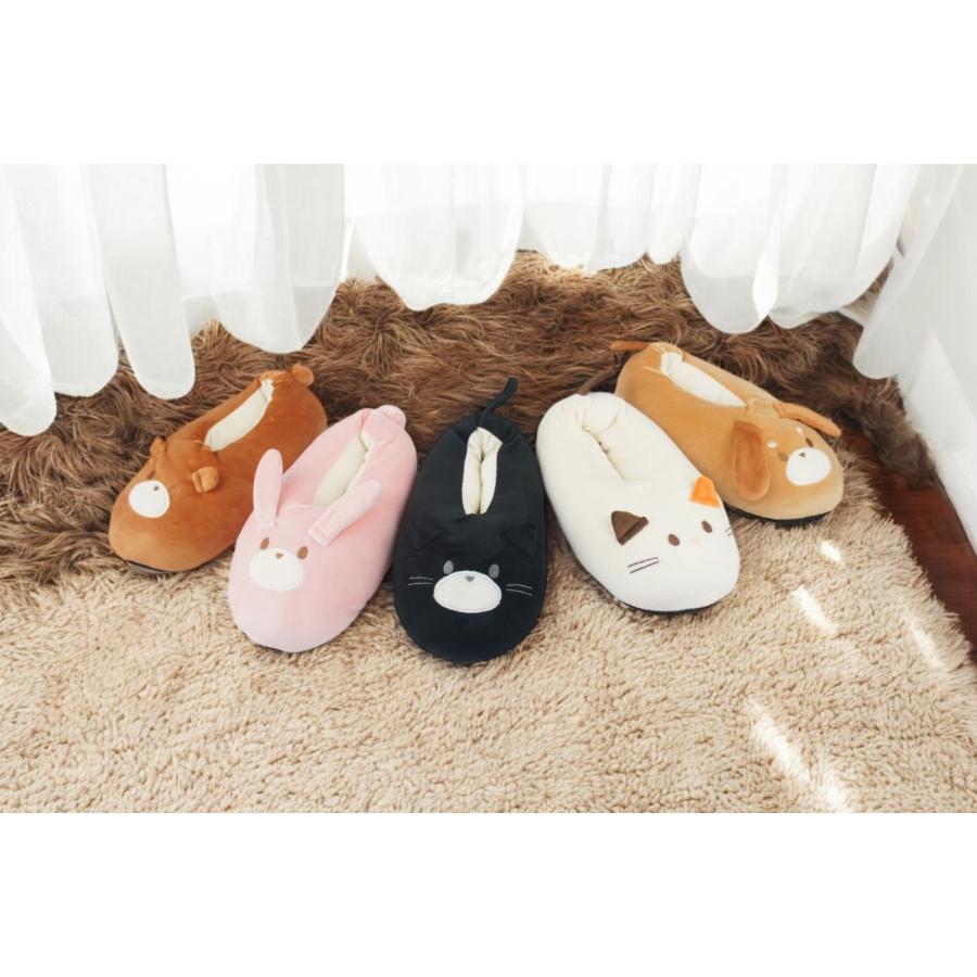 もっちもち アニマルルームスリッパ ウサギ クマ ミケネコ クロネコ