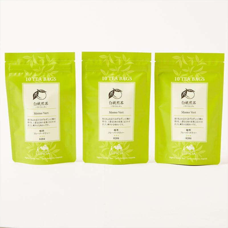 ルピシア 白桃煎茶 10個入 3袋セット ティーバッグ カフェインレス