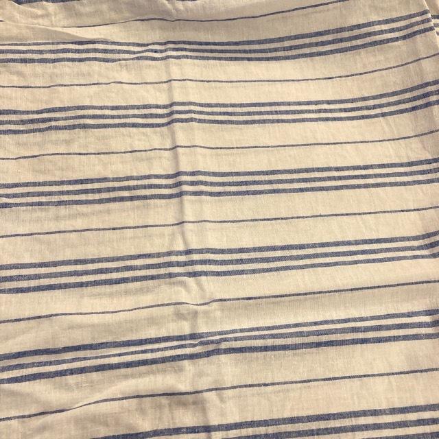  シェル　シーツ　未使用品　ブルー * セミダブルボックスシーツ ブルーストライプ/SD : 輸入雑貨屋