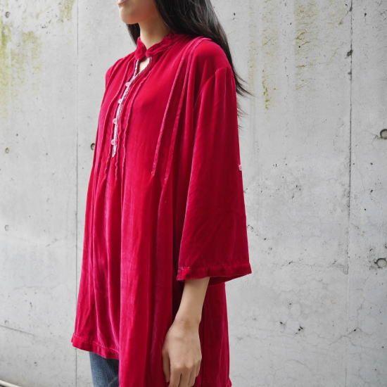 CP SHADES USA　ボタン付きベロアプルオーバーチュニック　レッド |  | 04