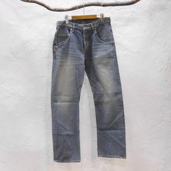 FROG DENIM（フロッグデニム） ユーズド加工ルーズストレートジーンズ 
