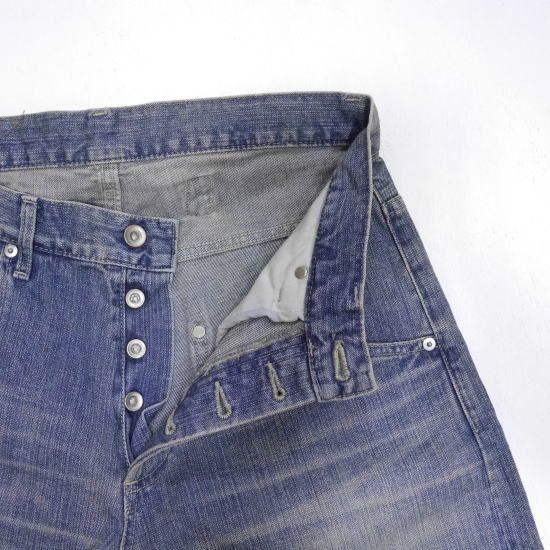 FROG DENIM（フロッグデニム） ユーズド加工ルーズストレートジーンズ 