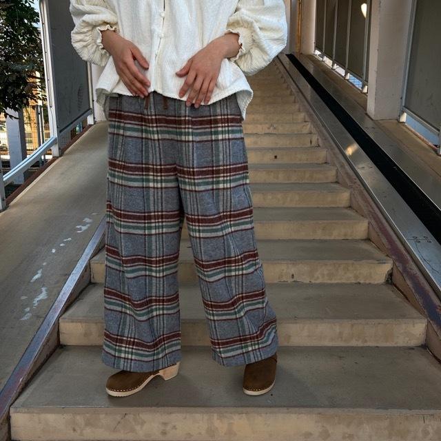 ICHI Antiquites ICHI タータンチェックワイドパンツ グレー : 輸入