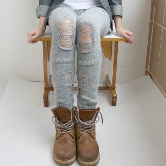 ストレッチニットリップドレギンス　TOPグレー