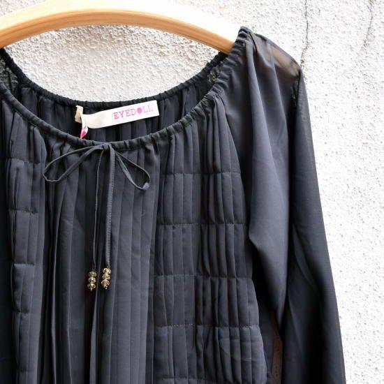 EYE DOLL from L.A  AMENTU TUNIC シフォンピンタックブラウス ブラック |  | 02