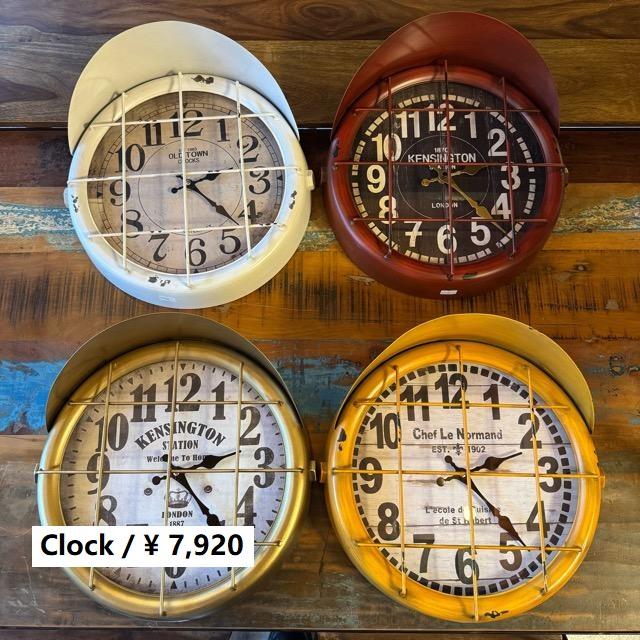 アンティーククロック　サブマリン　全４タイプ　潜水艦　窓　海外　地名　ユニーク　壁掛け時計　傷　プリント　ダメージ加工　マリンテイスト　アンティーク | 