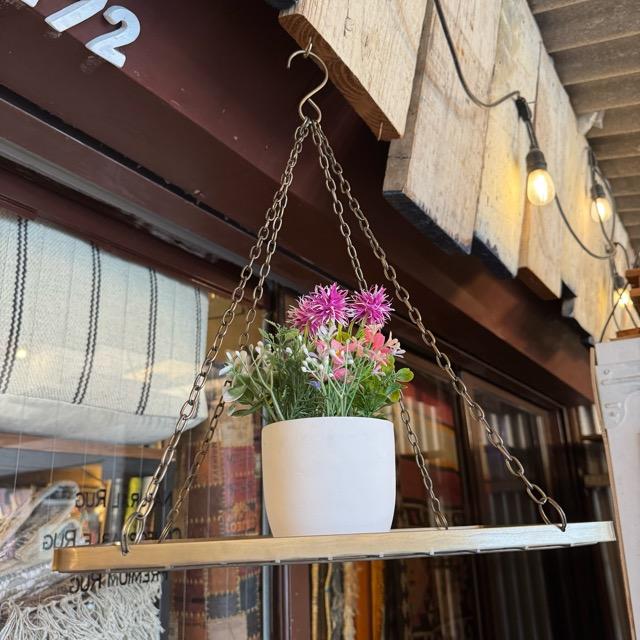 アイアン ハンギングハンガーレクタングル　アンティークゴールド　ハンドメイド　手作り　庭　ガーデン　ガーデニング　植物　ドライフラワー |  | 01