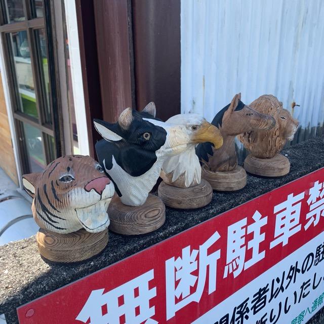 木彫りの動物たちシリーズ イーグル 鷹 置物 オブジェ アニマル ヘッド
