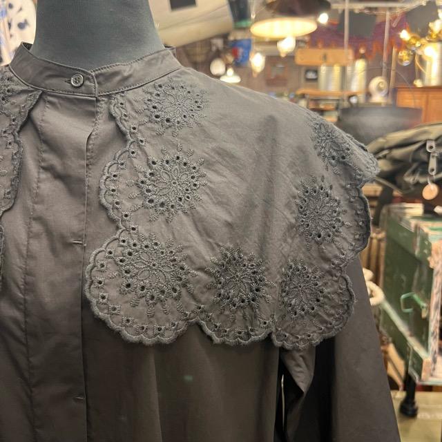 ICHI ICHI（イチ） スカラップ刺繍ワンピース ブラック ファッション 