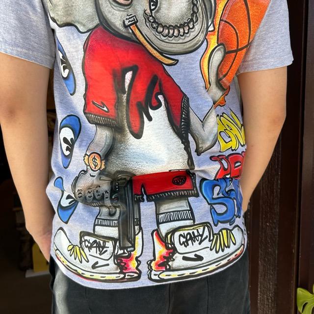 TOPANGA Men's ゾウのバスケ Tシャツ　グレー　ファッション　メンズ　カットソー　半袖　プリントTシャツ TOPANGA Men's ゾウのバスケ Tシャツ グレー ファッション